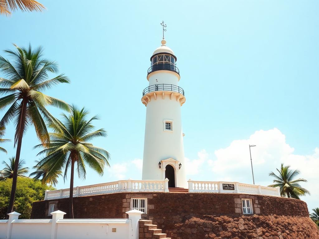 Placeholder image: Galle Fort lighthouse with palm trees, Sri Lanka
