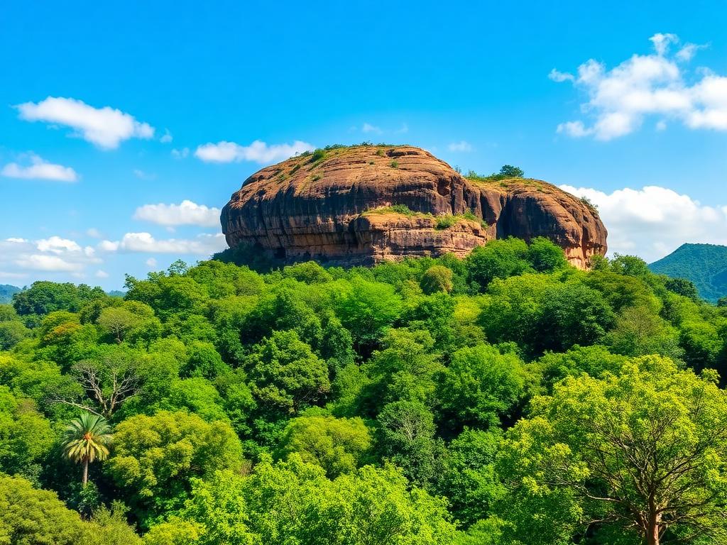Placeholder image: Sigiriya Lion Rock surrounded by green jungle
