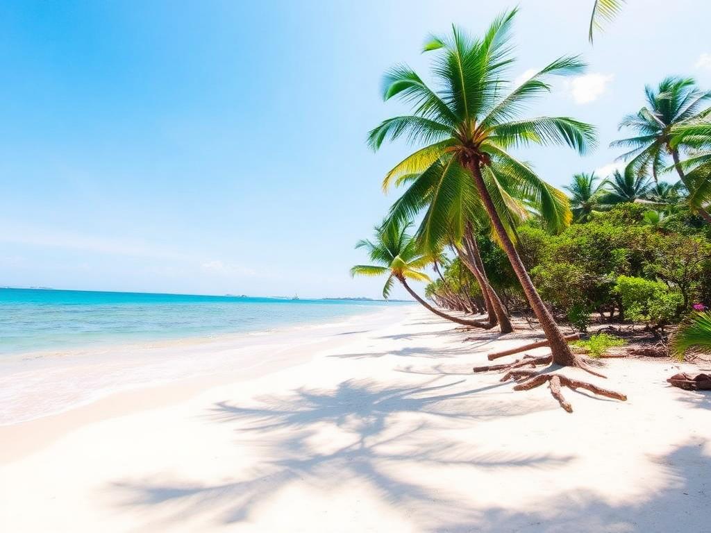 Placeholder image: white sand and palm trees at Nilaveli beach, Trincomalee