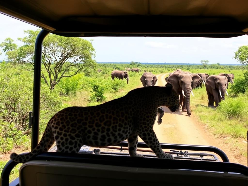 Placeholder image: safari jeep view of elephants in Yala National Park